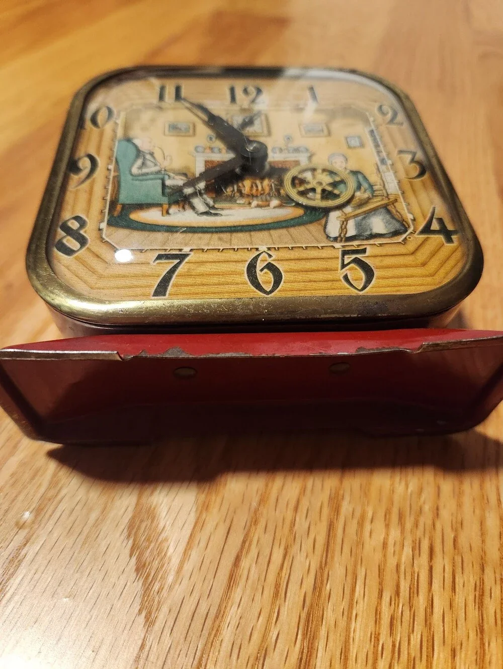 Vintage 1950s Lux Co Clock Red With Details Needs Work